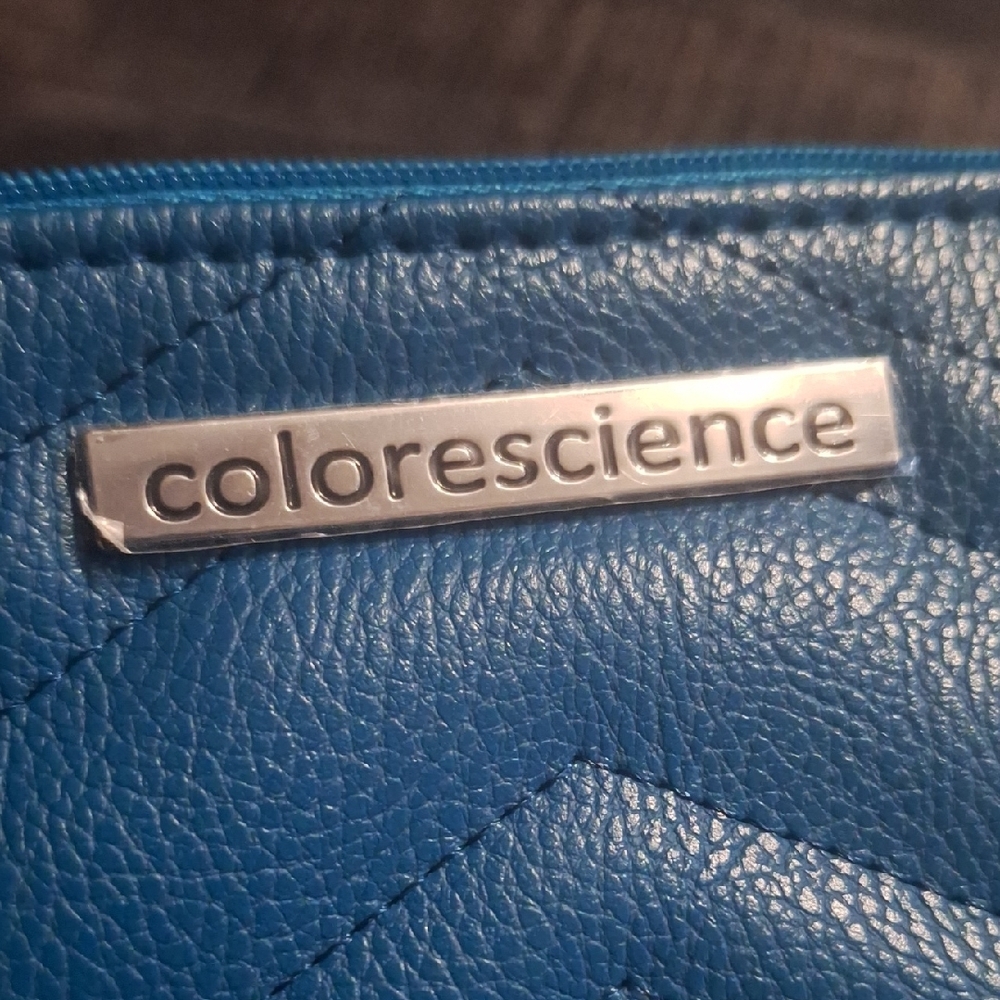 Colorescience Blue Quilted Wristlet With Chevron Pattern View 3